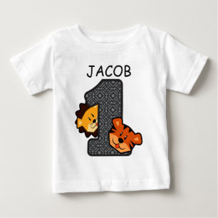 1. Geburtstags-Leopard-Tiger und Löwe einjährige Baby T-shirt