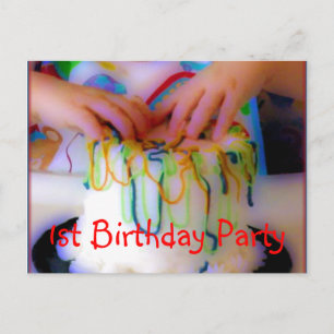 1. Geburtstags-Party Einladungs-Schablone Einladungspostkarte