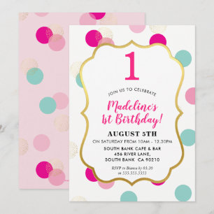1. GEBURTSTAGS-PARTY LADEN moderne Confettistelle Einladung
