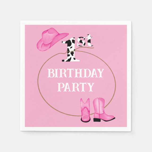 1. Geburtstags-Party oder Benutzerdefinierter Text Serviette (Vorderseite)