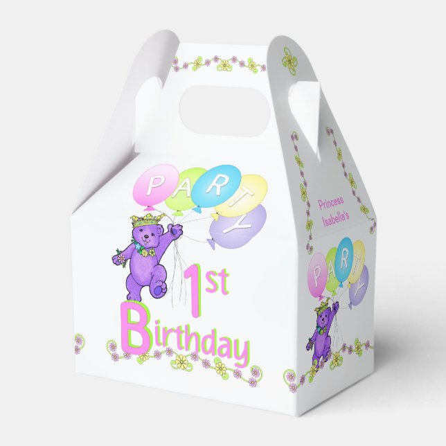 1. Geburtstags Princess Bear Custom Geschenkschachtel (Vorderseite)