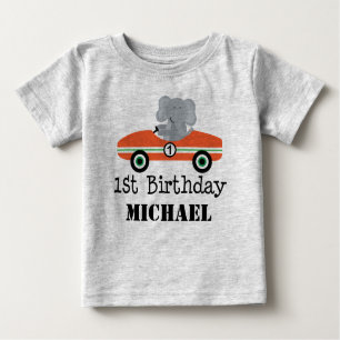 1. Geburtstags-Rennen-Auto-personalisierter T - Baby T-shirt