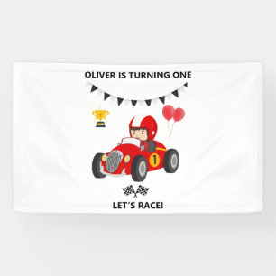 1. Geburtstags-Rennwagen-Banner editierbar Banner