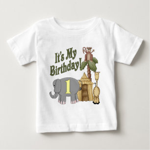 1. Geburtstags-Safari Baby T-shirt