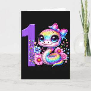 1. Geburtstags-Schlangenparty-Regenbogen-Coquette- Karte