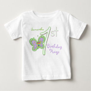 1. Geburtstags-Schmetterling-Schläger-Individuell Baby T-shirt