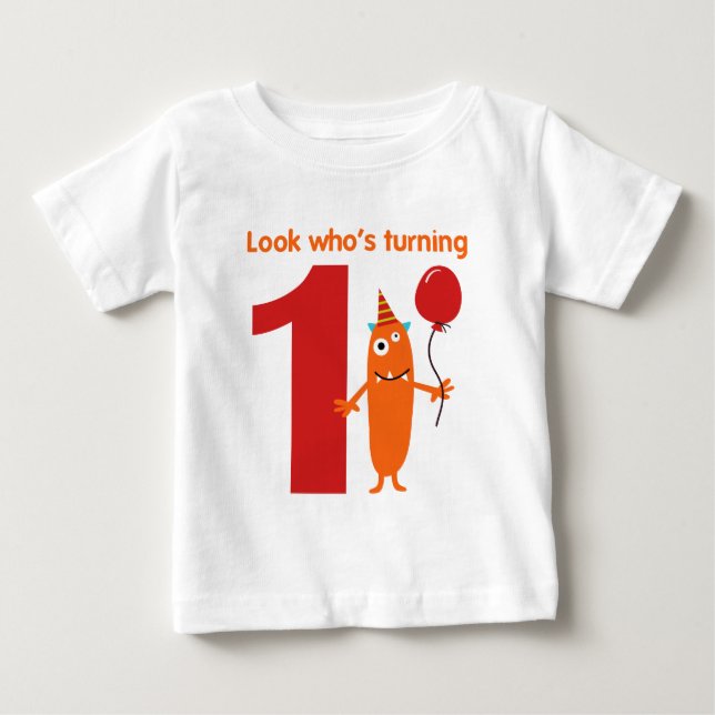 1. Geburtstags-T-Shirt niedliches Monster Baby T-shirt (Vorderseite)