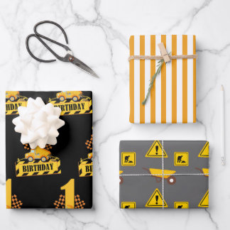 1. Geburtstags-Thema Bauweise Muster Geschenkpapier Set