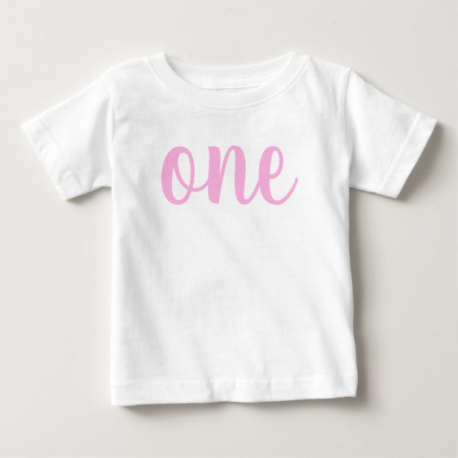 1. Geburtstagsbaby pink ein kurzes Mädchen Baby T-shirt (Vorderseite)