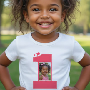 1. Geburtstagsfeier Mädchen Rosa Ein Foto Baby T-shirt