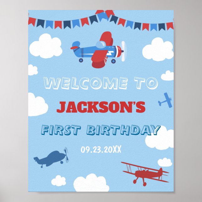 1. Geburtstagsflugzeug eines Jahres wurde willkomm Poster (Vorne)
