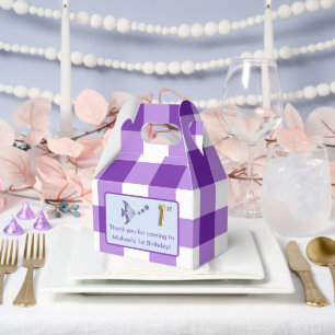 1. Geburtstagsfoto Lila Gingham Fisch Goldfolie Geschenkschachtel