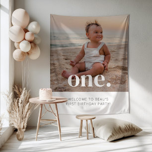 1. Geburtstagsfoto-Willkommensschild Wandteppich