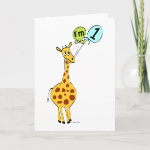 1. GeburtstagsGiraffe mit Balloons Karte