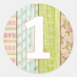 1. GeburtstagsGirl Shabby Chic Rose Hütte Floral Runder Aufkleber