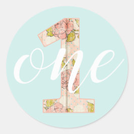 1. GeburtstagsGirl Shabby Chic Rose Hütte Floral Runder Aufkleber