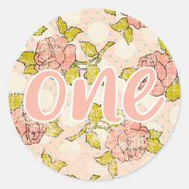 1. GeburtstagsGirl Shabby Chic Rose Hütte Floral Runder Aufkleber