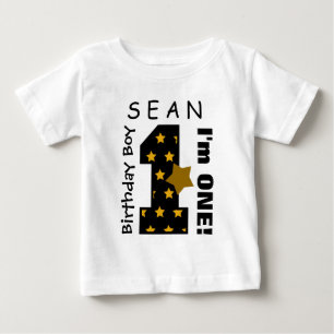 1. Geburtstagsjunge Stars 1 Jahr Individuelle Name Baby T-shirt