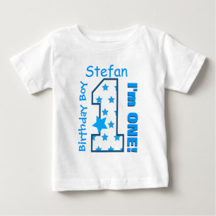1. Geburtstagsjunge Stars 1 Jahr Individuelle Name Baby T-shirt