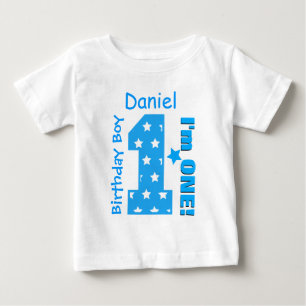 1. Geburtstagsjunge Stars 1 Jahr Individuelle Name Baby T-shirt