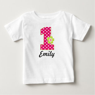 1. Geburtstagskarte Hot Pink & Green Dots Baby T-shirt