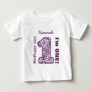 1. Geburtstagskarte LACE Ein Jahr Individuelle Nam Baby T-shirt