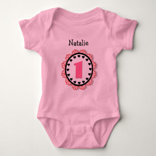 1. Geburtstagskind 1 Jahr Big Number Name V55B Baby Strampler