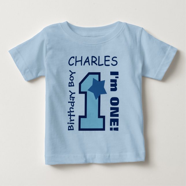 1. Geburtstagskind BLAU Einjähriger Individuelle N Baby T-shirt (Vorderseite)