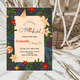 1. Geburtstagskind - Blauer und goldener Winter Einladung