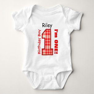 1. Geburtstagskind KARIERT 1 Jahr Individuelle Nam Baby Strampler