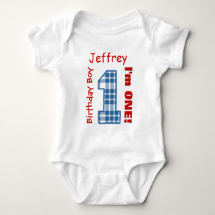 1. Geburtstagskind KARIERT 1 Jahr Individuelle Nam Baby Strampler