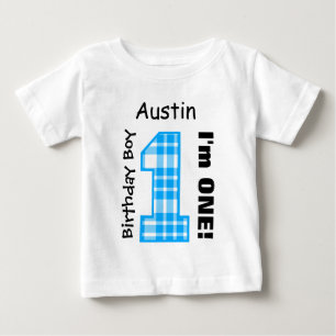1. Geburtstagskind KARIERT 1 Jahr Individuelle Nam Baby T-shirt