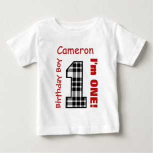 1. Geburtstagskind KARIERT 1 Jahr Individuelle Nam Baby T-shirt