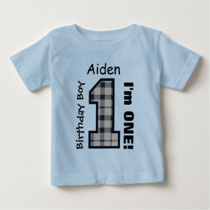 1. Geburtstagskind KARIERT 1 Jahr Individuelle Nam Baby T-shirt