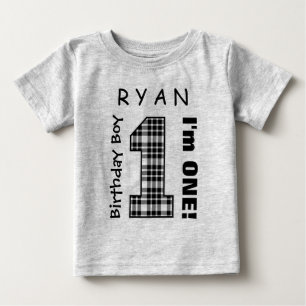 1. Geburtstagskind KARIERT 1 Jahr Individuelle Nam Baby T-shirt