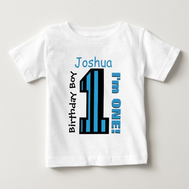 1. Geburtstagskleidung Streifen 1 Jahr Individuell Baby T-shirt (Vorderseite)