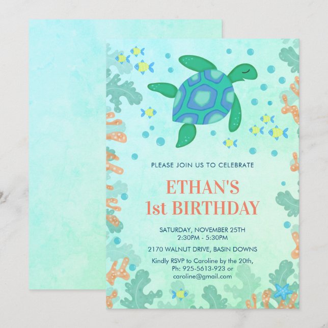 1. Geburtstagskröte unter dem Party Einladung (Vorne/Hinten)