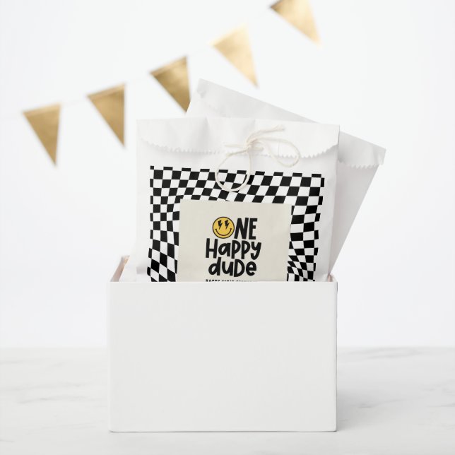 1. Geburtstagslächeln Gesicht Retro Schwarz-weiß G Geschenktütchen (Party)