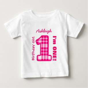 1. Geburtstagsmädchen KARIERT 1 Jahr Individuelle Baby T-shirt