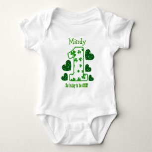 1. Geburtstagsmädchen Kleeblatt Nummer Individuell Baby Strampler