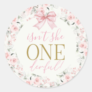 1. Geburtstagsmädchen mit Bogen Runder Aufkleber