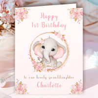 1. Geburtstagsmädchen Rosa Niedlicher Elefant Flor