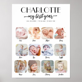 1. Geburtstagsmeilenstein Mein erstes Jahr Foto Poster