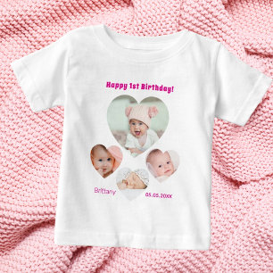 1. Geburtstagsname Foto Collage Baby T-shirt