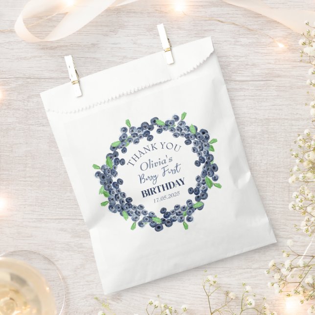 1. Geburtstagsparty Blueberry Baby Girl Geschenktütchen (Ausgeschnitten)