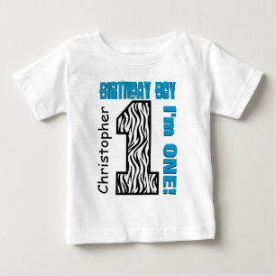 1. GeburtstagZebra ein jähriger individueller Name Baby T-shirt