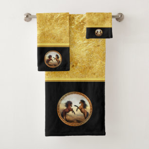1 Goldrahpferde Badhandtuch Set