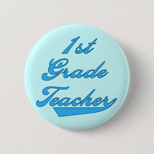 1. Grad-Lehrer-blaue T-Shirts und Geschenke Button
