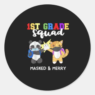1. Grade Squad Quarantäne Panda Kitty Funny Mask Runder Aufkleber
