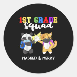 1. Grade Squad Quarantäne Panda Kitty Funny Mask Runder Aufkleber